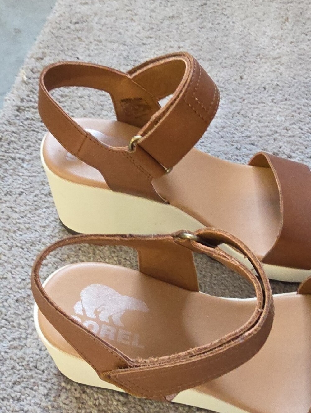 Brand New. Sorel Brown Platform Wedge Sandals with Ankle Strap Size 6.5 Women - Picture 8 of 9